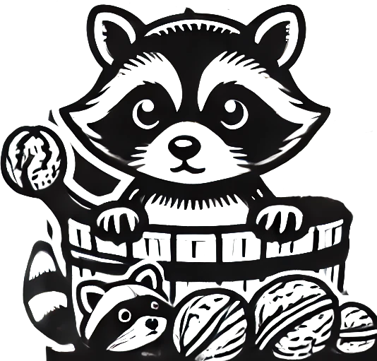 Two Raccoons and a Bushel